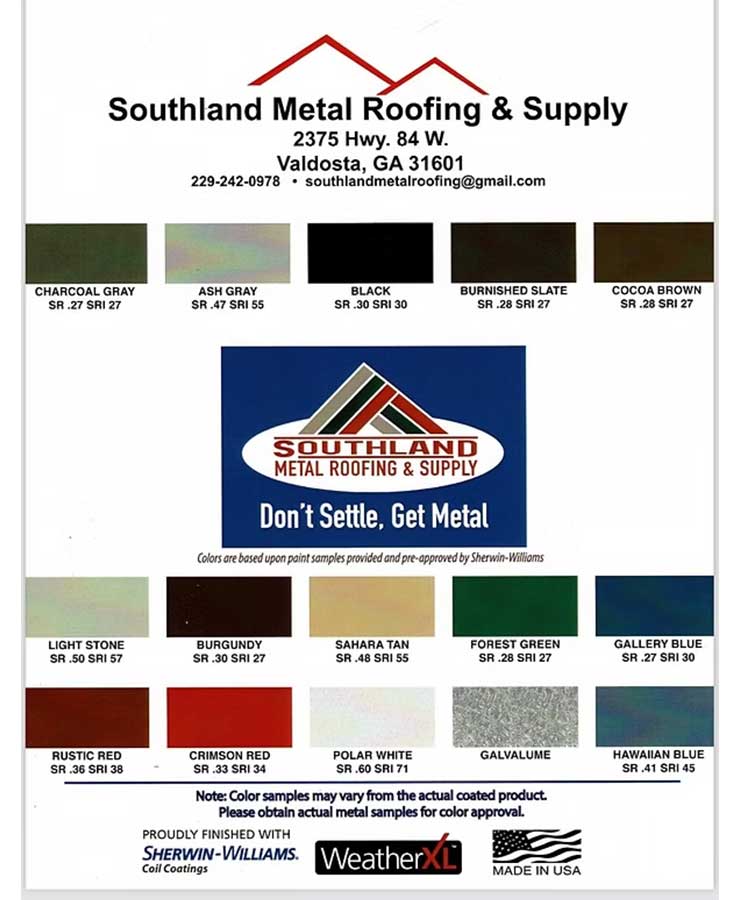 Metal roofing colors available